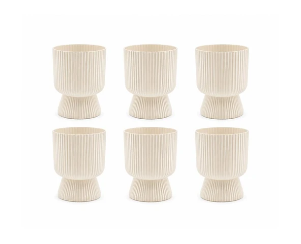 SO-LTSA01 Lotus Ayaklı Plastik Vazo Çiçek Saksı 1.8 Litre No:1 Kum Beji 6 Adet ürün görseli 1