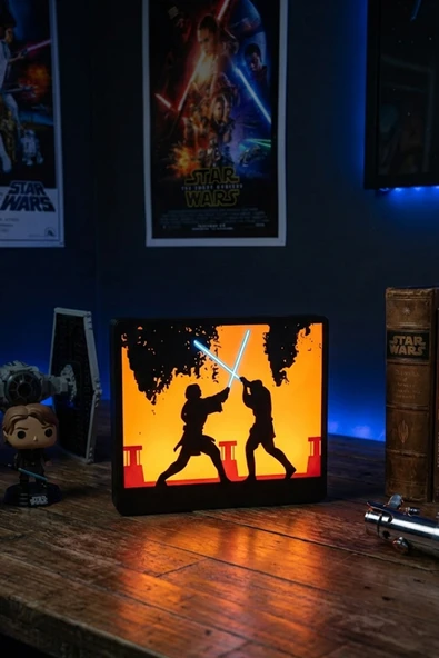 Obiwan VS Anakin Tasarımlı Dekoratif Aydınlatma (22x19cm) ürün görseli 1