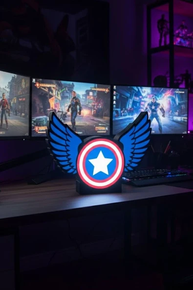 Captain America / Kaptan Amerika Tasarımlı Dekoratif Aydınlatma ürün görseli 1