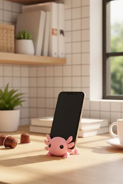 Sevimli Aksolotl Masaüstü Telefon Standı - Resim 2