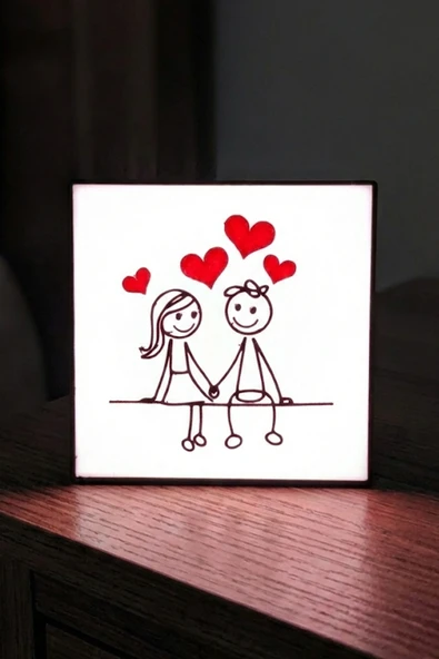 Sevgililer Tasarımlı Hediyelik Dekoratif Aydınlatma (20x20cm) ürün görseli 1