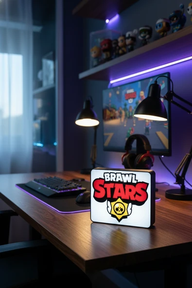 Brawl Stars Tasarımlı Dekoratif Gece Lambası (23x18cm) ürün görseli 1