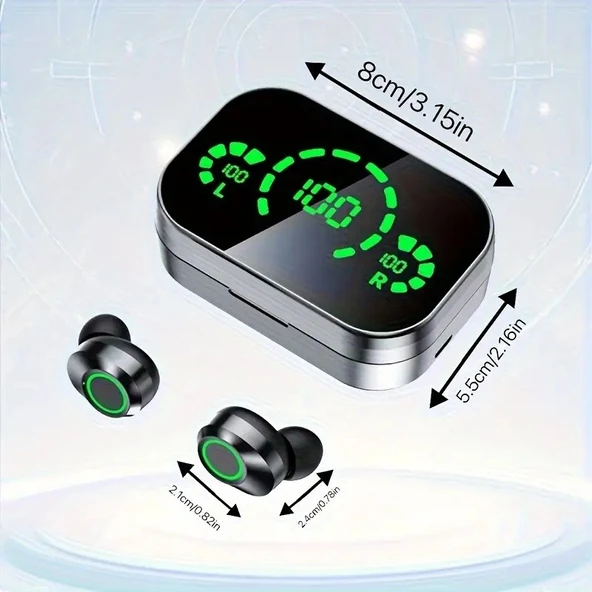Kablosuz Dokunmatik Bluetooth Kulaklık | Ayna ve Powerbank Özellikli LED Şarj Kutulu TWS ürün görseli 1