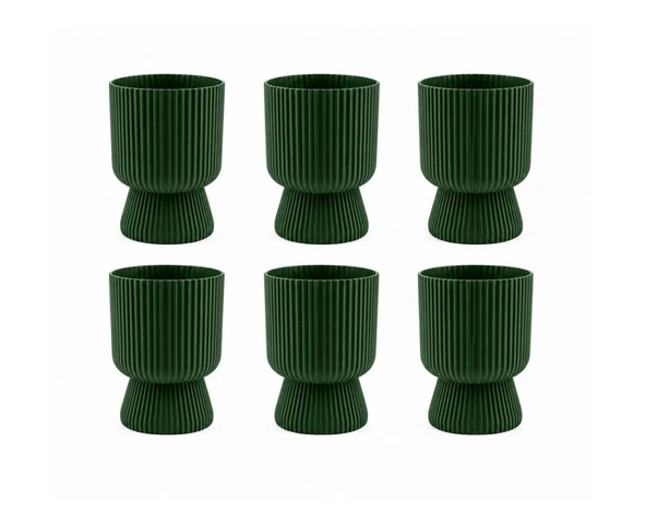 SO-LTSA01 Lotus Ayaklı Plastik Vazo Çiçek Saksı 1.8 Litre No:1 Yeşil 6 Adet ürün görseli 1