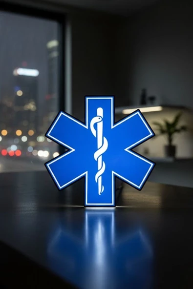 Tıbbın Yıldızı / Star of Life Tasarımlı Dekoratif Aydınlatma ürün görseli 1