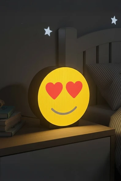 Kalp Gözlü / Aşık Emoji Tasarımlı Dekoratif Aydınlatma ürün görseli 1