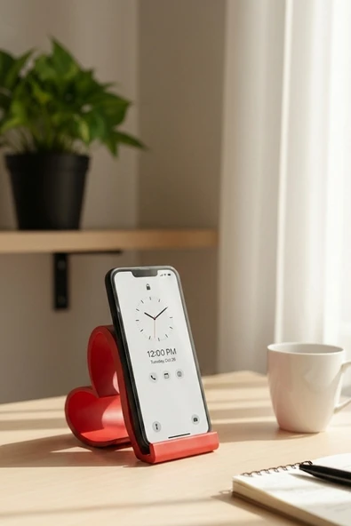 Kalp Tasarımlı Akıllı Telefon Tutucu - Masaüstü Standı ürün görseli 1