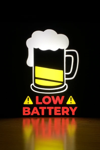 Low Battery / Düşük Pil Tasarımlı Dekoratif Aydınlatma (25x17cm) ürün görseli 1