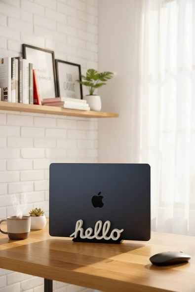 Hello Yazılı Retro Laptop Masaüstü Standı ürün görseli 1