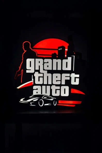 Grand Theft Auto GTA Tasarımlı Dekoratif Aydınlatma (20x20cm) ürün görseli 1