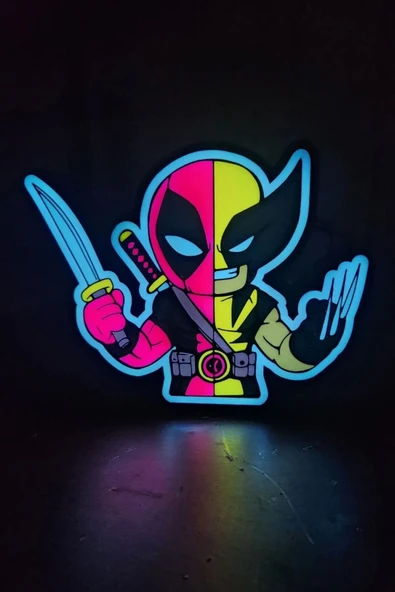 Deadpool ve Wolverine Tasarımlı Gece Lambası - Resim 4