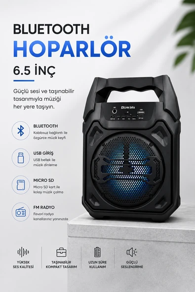 Mikrofonlu Bluetooth Ses Sistemli USB, Micro SD, FM ve Uzun Pil Ömrü ürün görseli 1