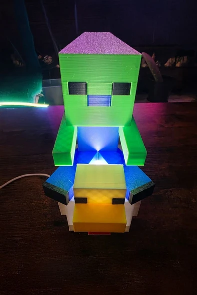 Minecraft Creeper ve Tavuk Tasarımlı Gece Lambası - Resim 2