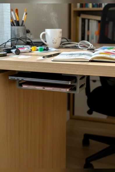 Çift Bölmeli Masa Altı Dizüstü & Tablet Tutucu ürün görseli 1