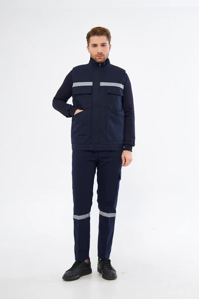 İş Elbisesi Yelek Pantolon Takım 7/7 Gabardin Kumaş Reflektörlü ürün görseli 1