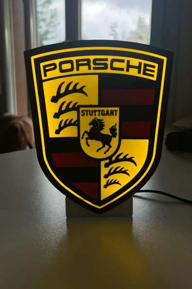 Porsche Logolu Dekoratif LED Işık - Resim 3