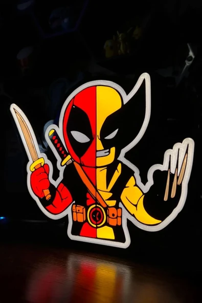 Deadpool ve Wolverine Tasarımlı Gece Lambası - Resim 2
