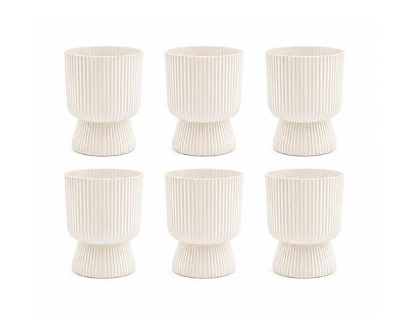 SO-LTSA01 Lotus Ayaklı Plastik Vazo Çiçek Saksı 1.8 Litre No:1 Beyaz 6 Adet ürün görseli 1