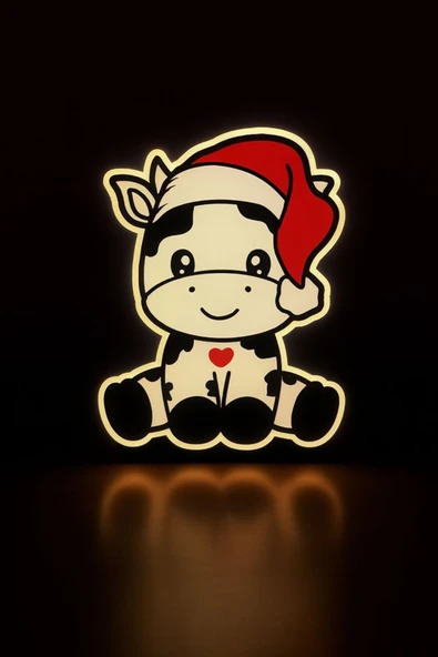 İnek Noel Tasarımlı Dekoratif Aydınlatma Gece Lambası ürün görseli 1