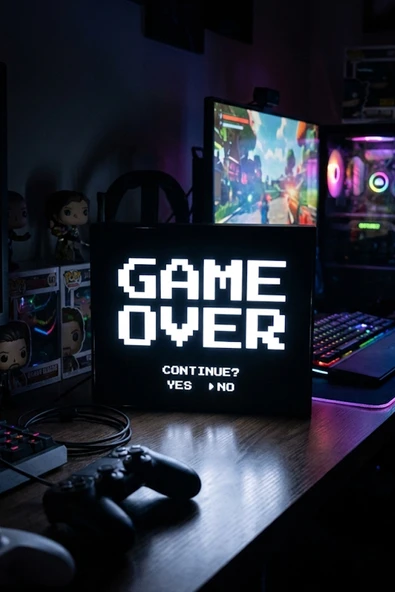 Game Over Tasarımlı Dekoratif Aydınlatma (23x18cm) ürün görseli 1