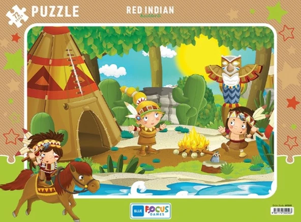 Blue Focus Red Indian (Kızılderili) - Puzzle 72 Parça ürün görseli 1