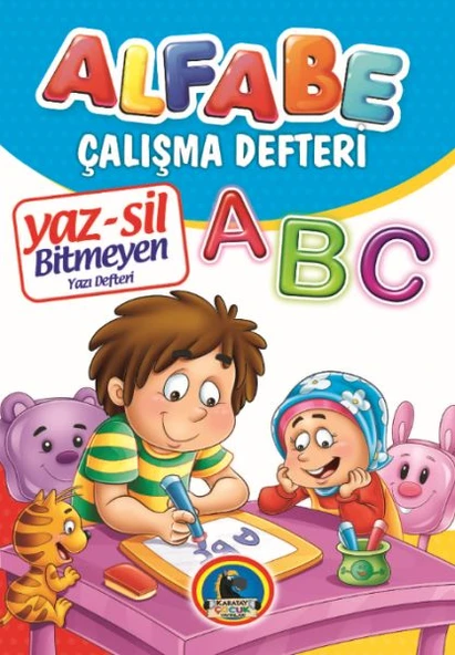 Yaz-Sil Alfabe Bitmeyen Yazı Defteri+Tahta Kalemi ürün görseli 1