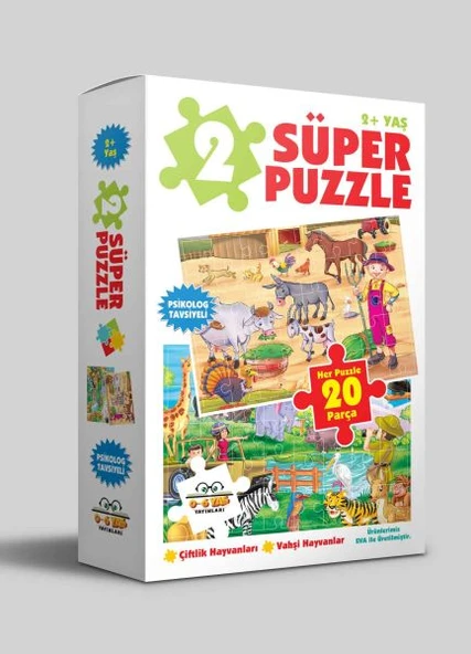 2 Süper Puzzle - Çiftlik Hayvanları - Vahşi Hayvanlar 2+ Yaş ürün görseli 1
