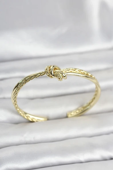 Gold Renk Düğüm Model Pirinç Kadın Bileklik ürün görseli 1