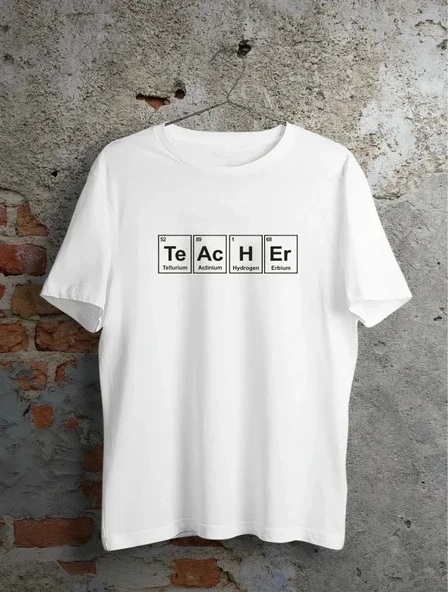 24 Kasım Kimya Öğretmeni Hediyesi Baskılı Bisiklet Yaka T-shirt - Beyaz ürün görseli 1