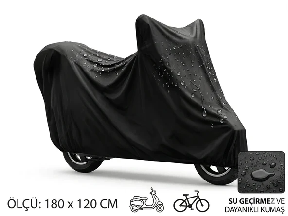 Su ve Toz Geçirmez Motosiklet ve Scooter Koruma Brandası 180x120 cm ürün görseli 1