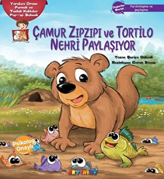 Çamur Zıpzıpı ve Tortilo Nehri Paylaşıyor Yaratıcı Drama Parmak ve Tuzluk Kuklalar Pop-up Sahneli ürün görseli 1