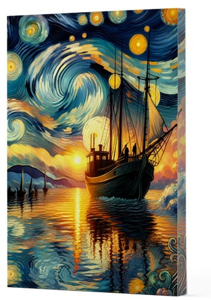 Van Gogh 2 - Gemi Çizgili Yan Boyamalı Defter ürün görseli 1