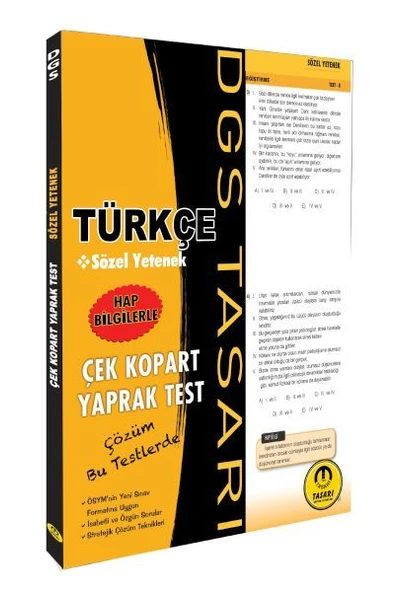 Tasarı DGS Türkçe Sözel Yetenek Yaprak Test Çek Kopart ürün görseli 1
