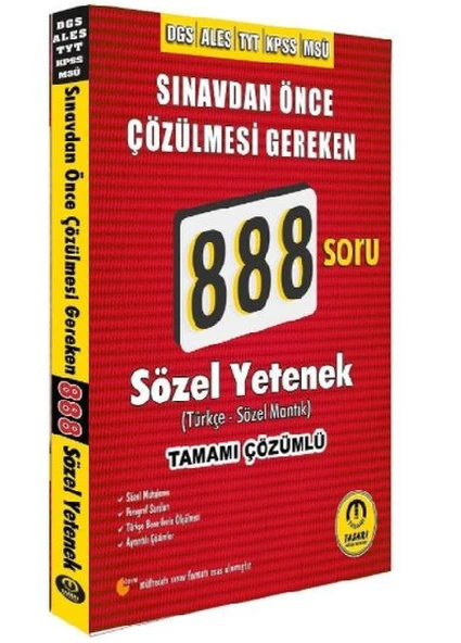 Tasarı DGS ALES TYT KPSS MSÜ Sözel Yetenek 888 Soru Bankası Çözümlü ürün görseli 1