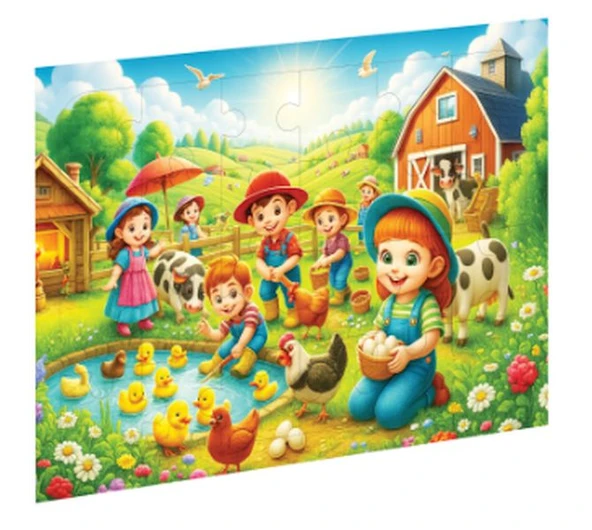 Çiftlikteki Çocukları Ahşap Puzzle ürün görseli 1