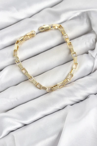 CM Kare Halka Model Gold Renk Pirinç Kadın Bileklik ürün görseli 1