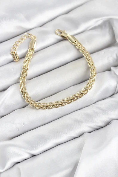 CM Singapur Zincir Model Gold Renk Pirinç Kadın Bileklik ürün görseli 1
