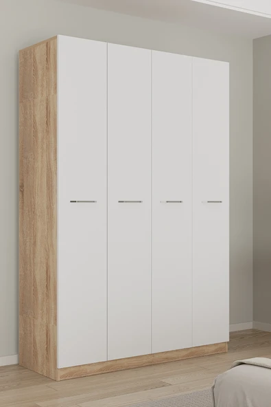 AEKA AE-3190 Burç 4 Kapaklı Çok Bölmeli Askılı Raflı ve Çekmeceli 210x140x53cm Gardırop ürün görseli 1