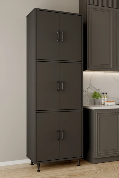 AEKA AE-3015 Mercan 6 Kapaklı Çok Amaçlı Dolap Raflı Mutfak Kiler Banyo 195x63x35 Çok Amaçlı Dolap ürün görseli 1