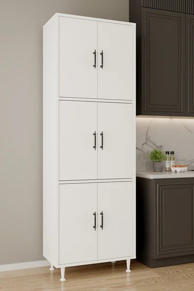 AEKA AE-3015 Mercan 6 Kapaklı Çok Amaçlı Dolap Raflı Mutfak Kiler Banyo 195x63x35 Çok Amaçlı Dolap ürün görseli 1