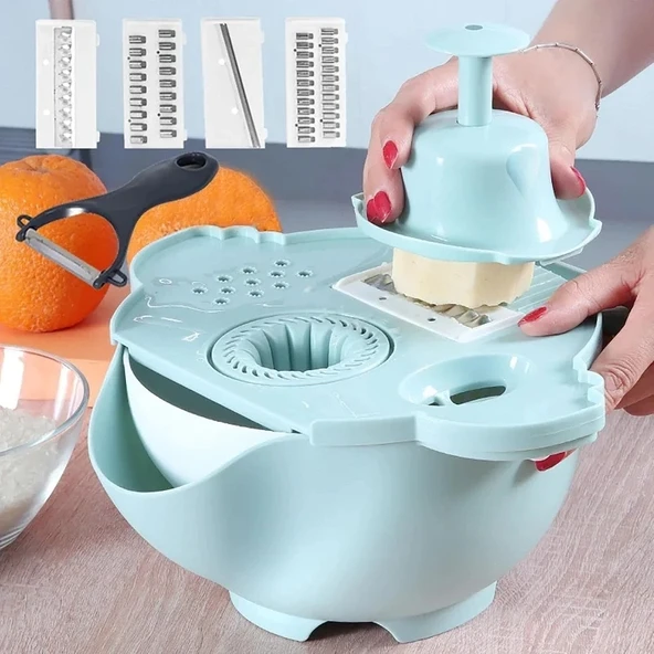 Çok Fonksiyonlu Salata Aparatı - Süzgeçli Doğrayıcı Kase ürün görseli 1