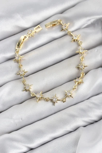 CM Kutup Yıldızı Model Gold Renk Zirkon Taşlı Kadın Bileklik ürün görseli 1