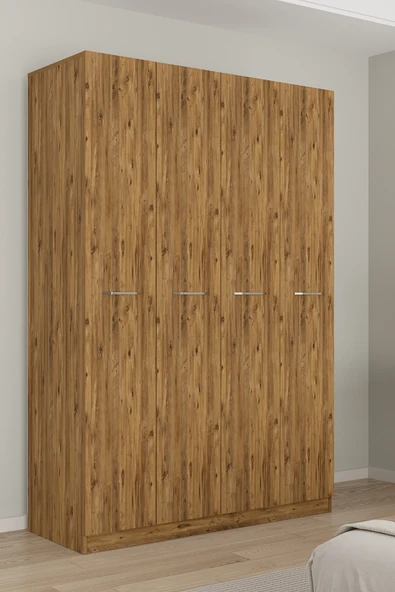 AEKA AE-3190 Burç 4 Kapaklı Çok Bölmeli Askılı Raflı ve Çekmeceli 210x140x53cm Gardırop ürün görseli 1