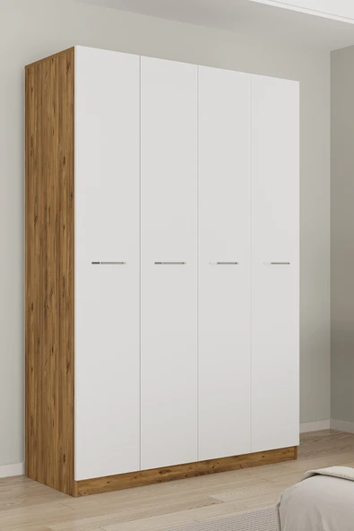 AEKA AE-3190 Burç 4 Kapaklı Çok Bölmeli Askılı Raflı ve Çekmeceli 210x140x53cm Gardırop ürün görseli 1