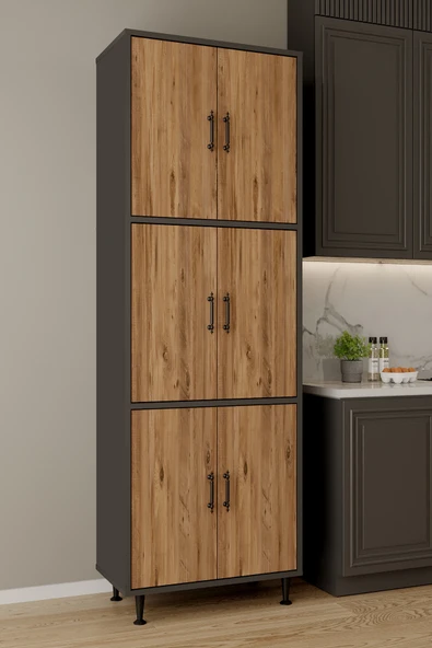 AEKA AE-3015 Mercan 6 Kapaklı Çok Amaçlı Dolap Raflı Mutfak Kiler Banyo 195x63x35 Çok Amaçlı Dolap ürün görseli 1