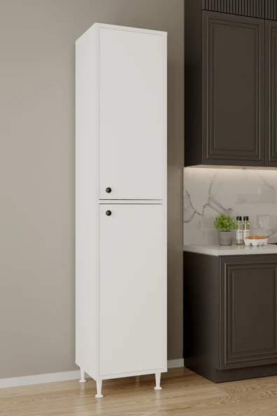 AEKA AE-2027 Lina 2 Kapaklı Raflı Dar Yüksek Boy Banyo Çok Bölmeli Depolama Dolabı 40x180 cm Çok Amaçlı Dolap ürün görseli 1