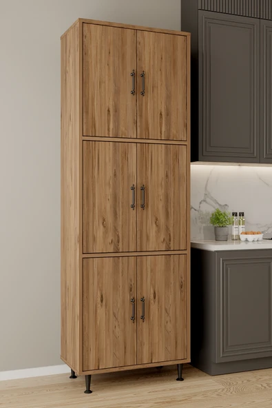 AEKA AE-3015 Mercan 6 Kapaklı Çok Amaçlı Dolap Raflı Mutfak Kiler Banyo 195x63x35 Çok Amaçlı Dolap ürün görseli 1
