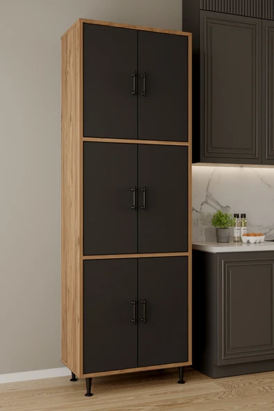 AEKA AE-3015 Mercan 6 Kapaklı Çok Amaçlı Dolap Raflı Mutfak Kiler Banyo 195x63x35 Çok Amaçlı Dolap ürün görseli 1