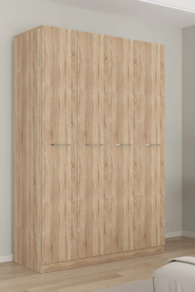 AEKA AE-3190 Burç 4 Kapaklı Çok Bölmeli Askılı Raflı ve Çekmeceli 210x140x53cm Gardırop ürün görseli 1