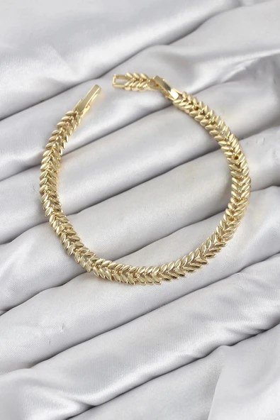 CM Başak Model Gold Renk Pirinç Kadın Bileklik ürün görseli 1